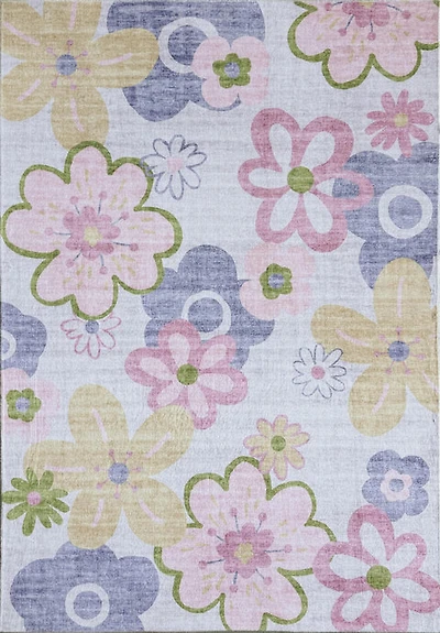Blush Bloom Daisy Patterned Rug Pink