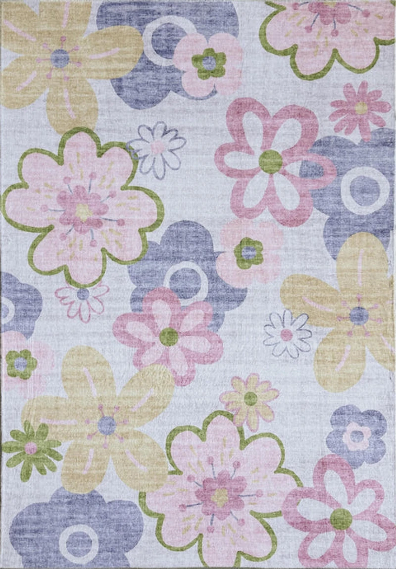 White Daisy Garden-Inspired Accent Rug