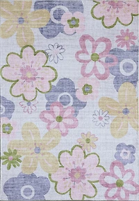 White Daisy Garden-Inspired Accent Rug