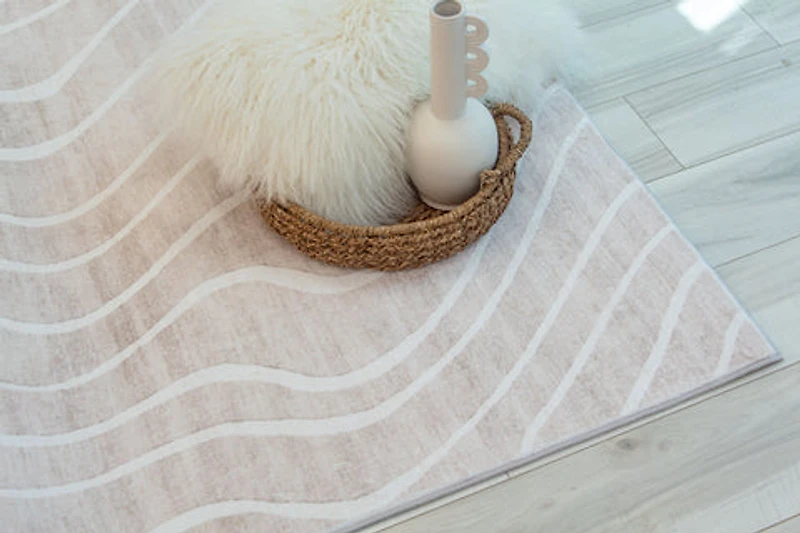 Europa Beige Tonal Stripe Area Rug