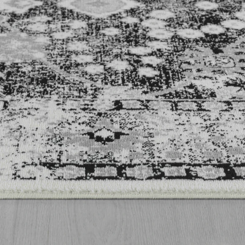 Hamilton Black Floral Medallion Area Rug