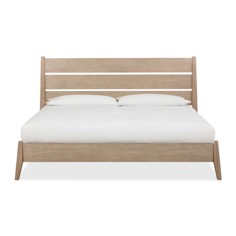 Sumire Slatted Ash Wood Platform Queen Bed in Ginger