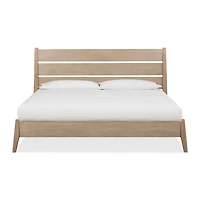 Sumire Slatted Ash Wood Platform Queen Bed in Ginger