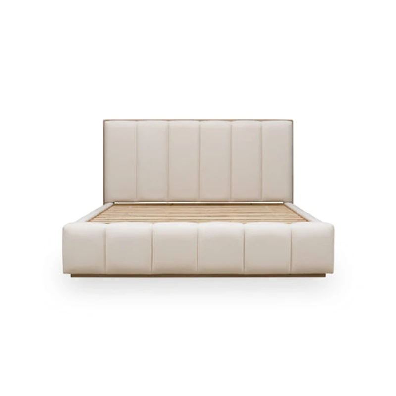 Gardenia Wood Frame Upholstered Platform Bed Cotton and Chai