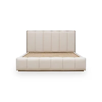 Gardenia Wood Frame Upholstered Platform Bed Cotton and Chai