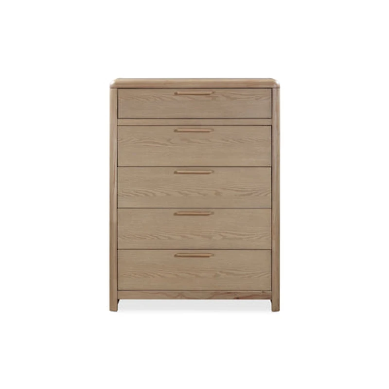 Furano Five Drawer Ash Wood Chest in Ginger