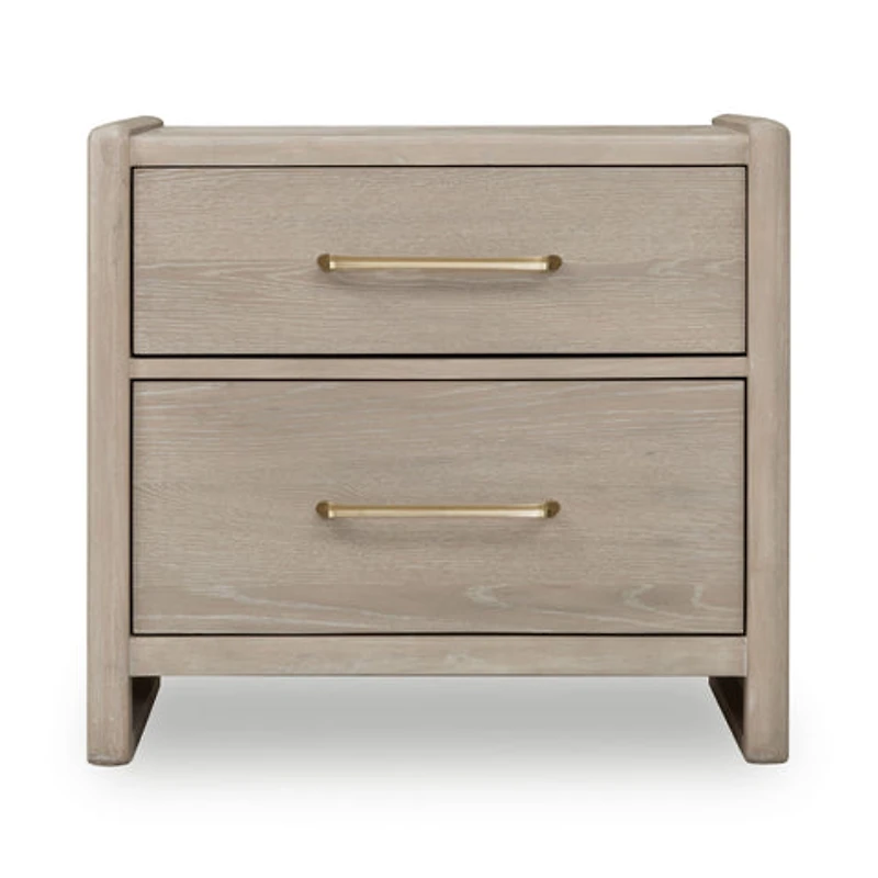 Gardenia 2 Drawer Oak Wood Nightstand in Chai