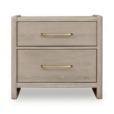 Gardenia 2 Drawer Oak Wood Nightstand in Chai