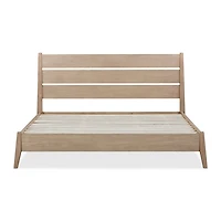 Sumire Slatted Ash Wood Platform Queen Bed in Ginger