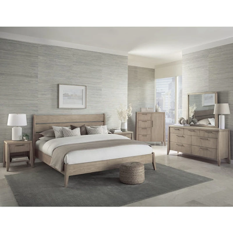 Sumire Slatted Ash Wood Platform Queen Bed in Ginger