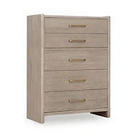 Gardenia Five Drawer Oak Wood Chest in Chai