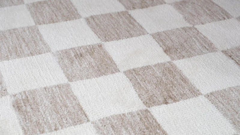 Leela Ivory Textured Wave Design Area Rug