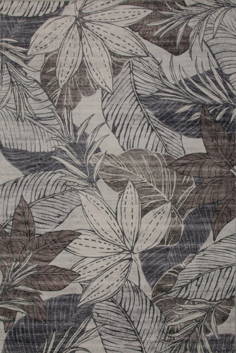 Lily Grey Traditional Distressed Floral Rug