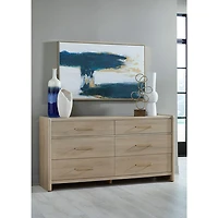Gardenia Six Drawer Oak Wood Dresser in Chai