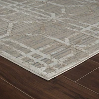 Nairobi Beige Abstract Lined Modern Rug