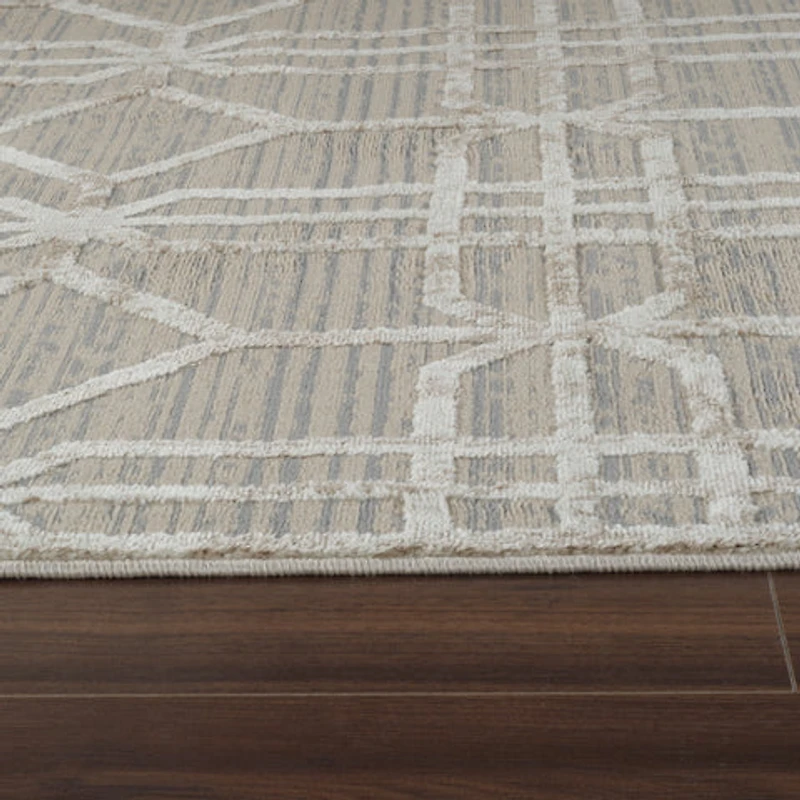 Nairobi Beige Abstract Lined Modern Rug