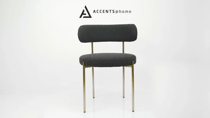 Ronda Boucle Fabric Dining Chair Brushed Brass - Black