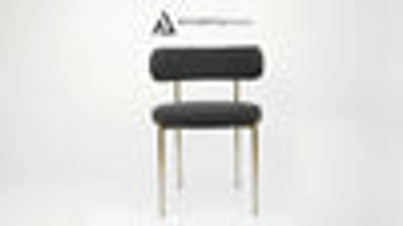 Ronda Boucle Fabric Dining Chair Brushed Brass - Black