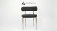Ronda Boucle Fabric Dining Chair Brushed Brass - Black