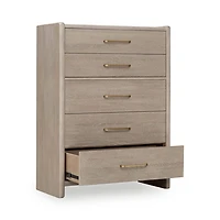 Gardenia Five Drawer Oak Wood Chest in Chai