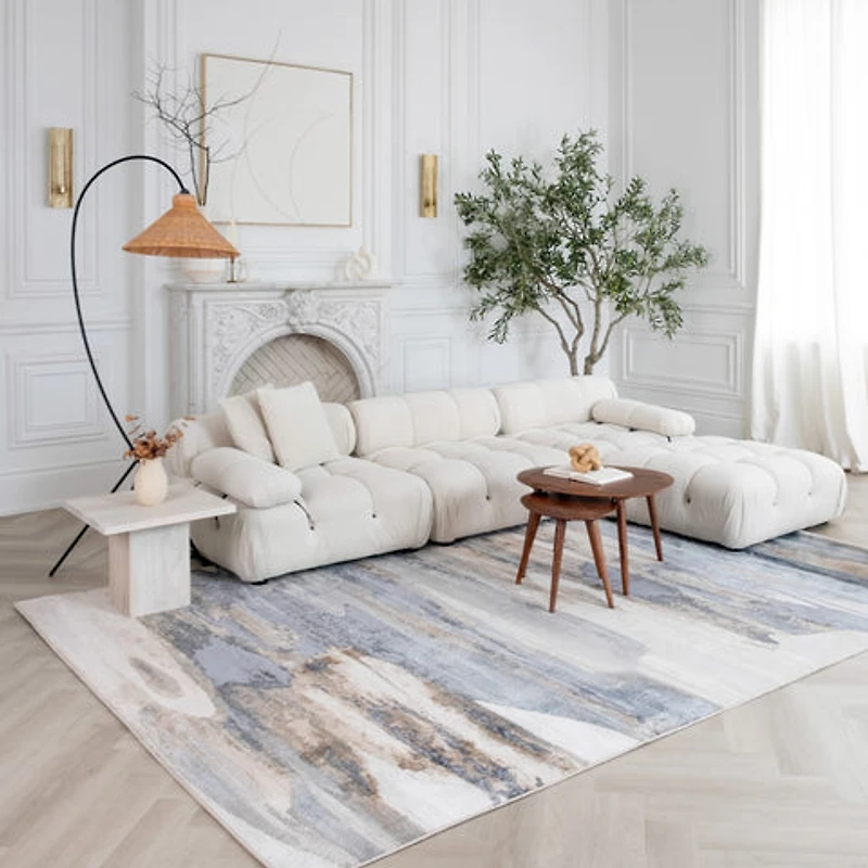 Rio Blue Geometric Modern Area Rug