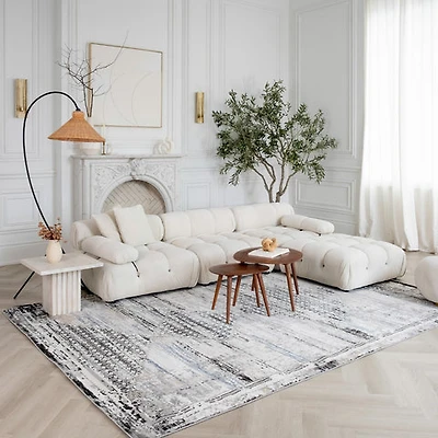 Rio Geometric Grey Modern Area Rug