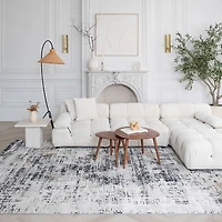 Rio White Modern Abstract Area Rug