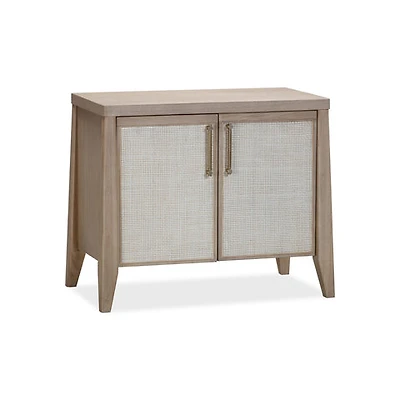 Sumire Two Door Ash Wood Bachelor Chest in Ginger and Natural Cane
