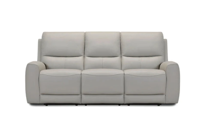 Brooke Leather Power Recliner Sofa - Light Grey