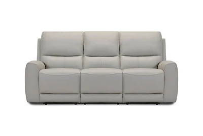 Brooke Leather Power Recliner Sofa - Light Grey