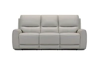 Brooke Leather Power Recliner Sofa - Light Grey