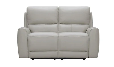 Brooke Leather Power Recliner Loveseat - Light Grey