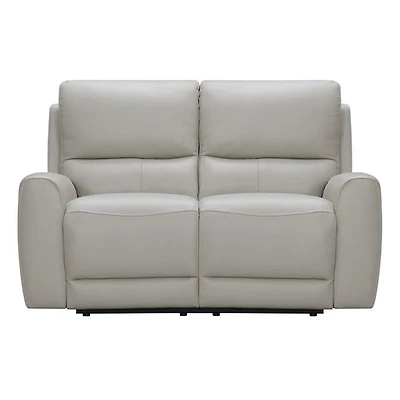 Brooke Leather Power Recliner Loveseat - Light Grey