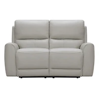 Brooke Leather Power Recliner Loveseat - Light Grey