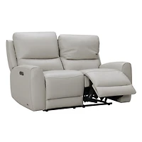 Brooke Leather Power Recliner Loveseat - Light Grey