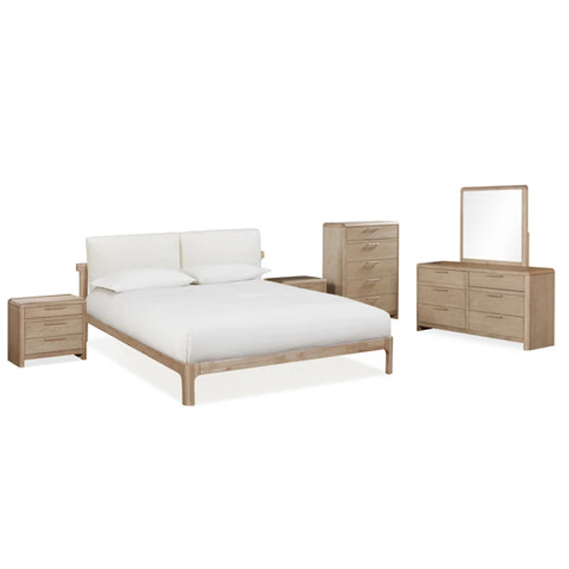 Furano Upholstered Two Cushion Platform Bed Ginger and Natural Line