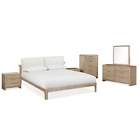 Furano Upholstered Two Cushion Platform Bed Ginger and Natural Line