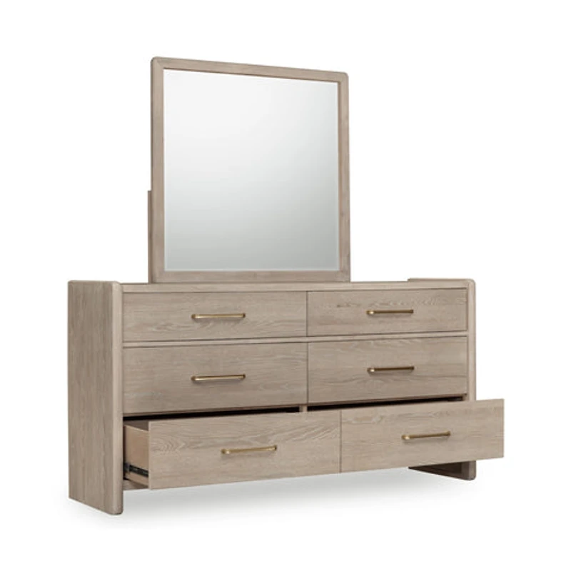 Gardenia Six Drawer Oak Wood Dresser in Chai