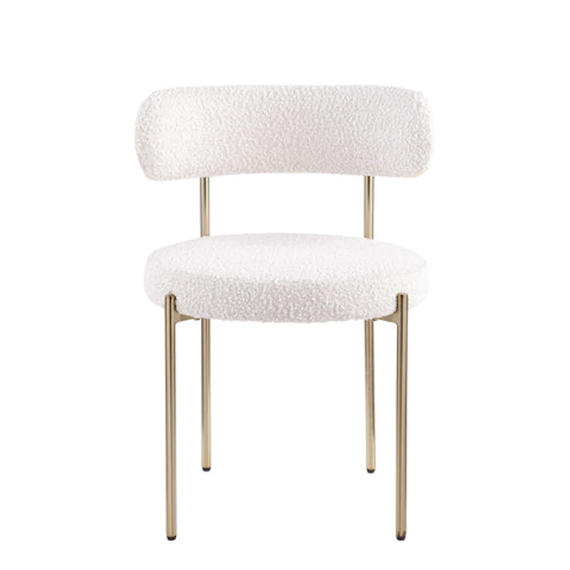 Ronda Boucle Fabric Dining Chair Brushed Brass