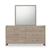 Gardenia Six Drawer Oak Wood Dresser in Chai