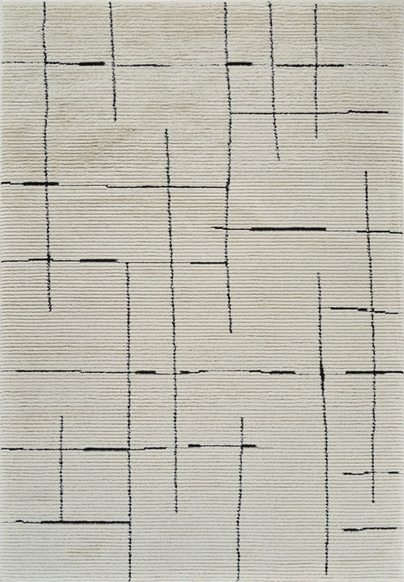 Terra Cream Modern Grid Rug – 5x8