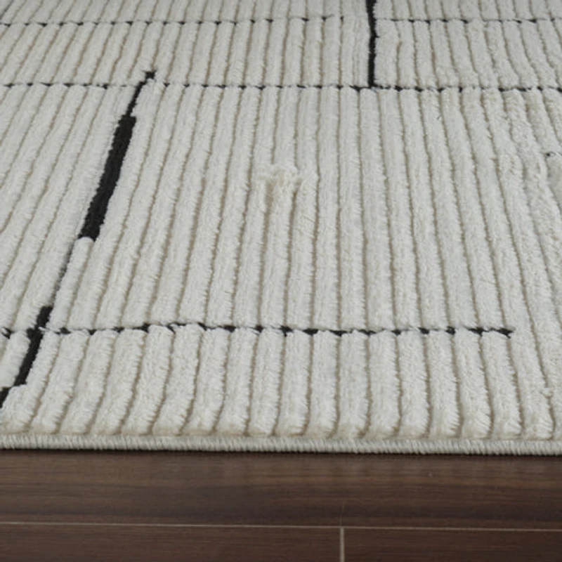 Terra Cream Modern Grid Rug – 5x8