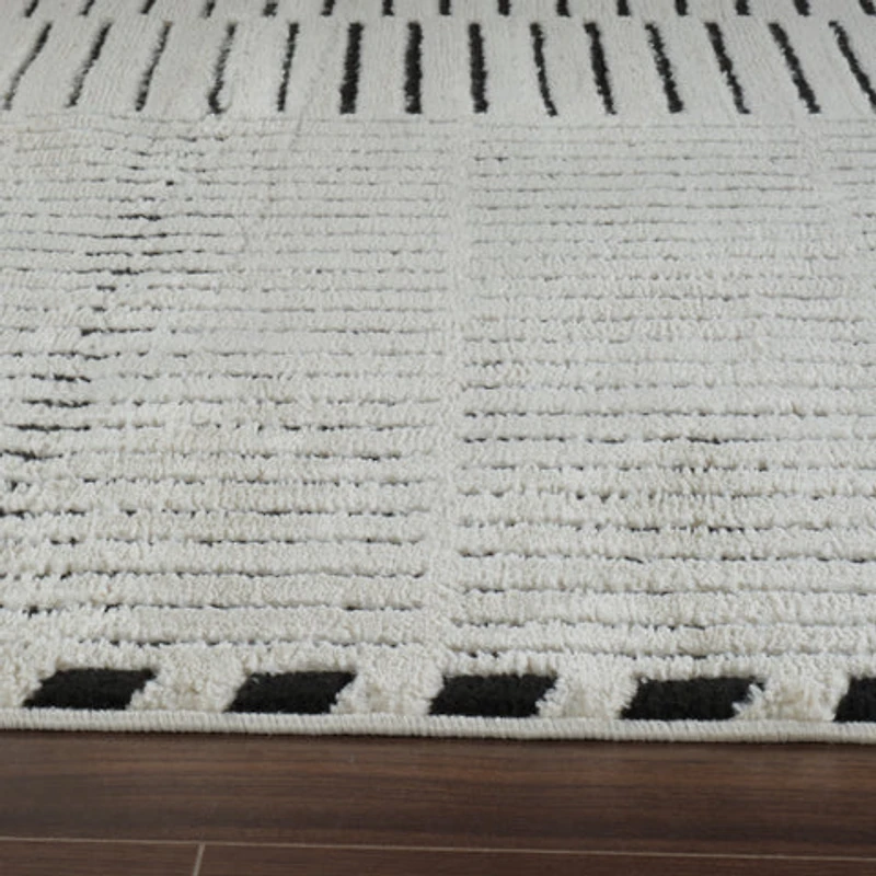 Terra Cream Abstract Striped Area Rug