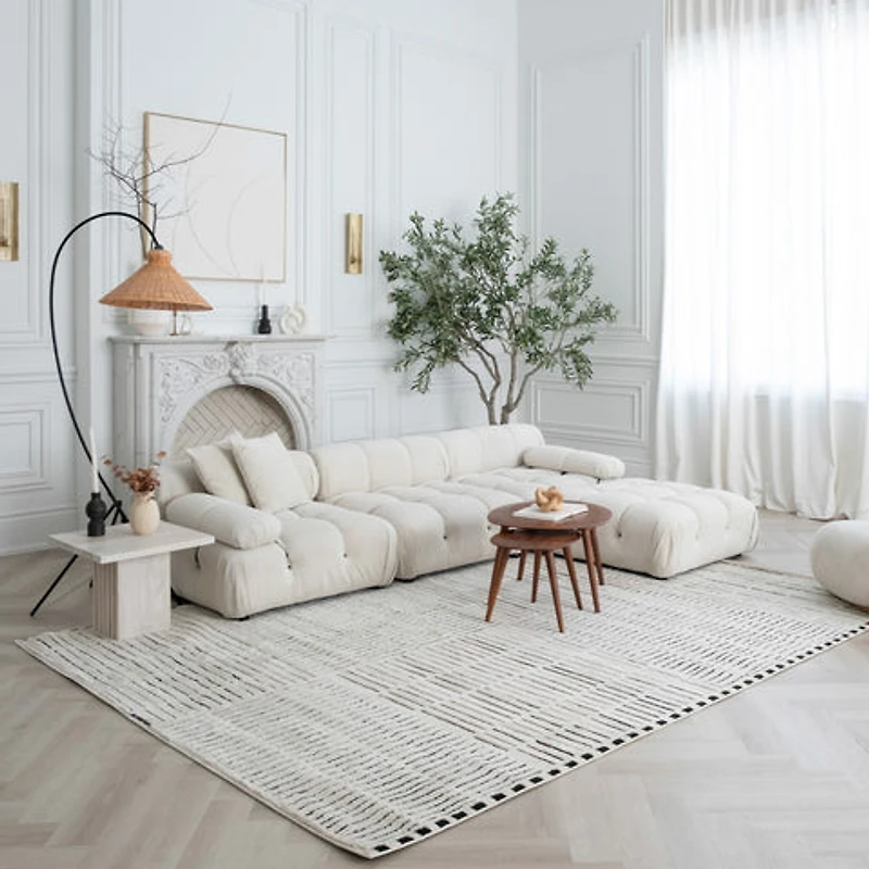 Terra Cream Abstract Striped Area Rug