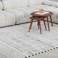 Terra Cream Abstract Striped Area Rug