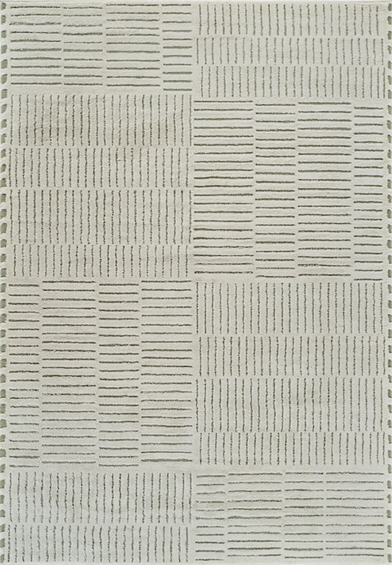 Terra Green Abstract Striped Area Rug