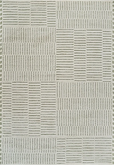 Terra Green Abstract Striped Area Rug