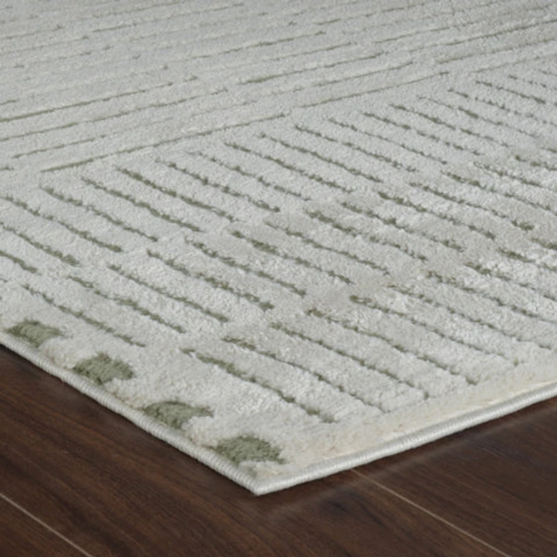 Terra Green Abstract Striped Area Rug