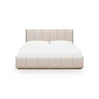 Gardenia Wood Frame Upholstered Platform Bed Cotton and Chai