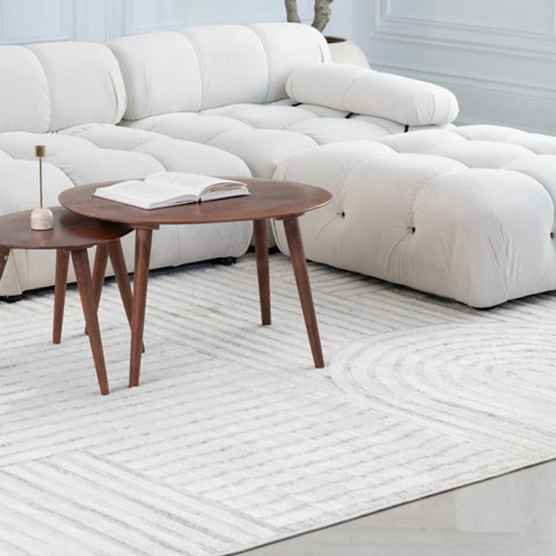 Tulum Beige Geometric Indoor Area Rug